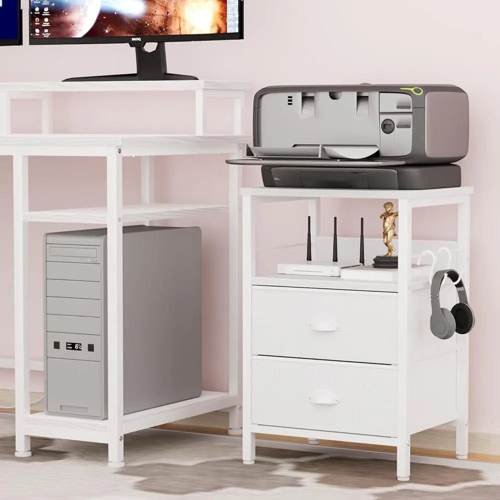 Nightstands Set 2, End Table with 2 Fabric