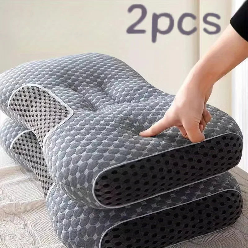 [Massage Neck Pillow] 2Pcs Soft Adjustable Ergonomic Knitted