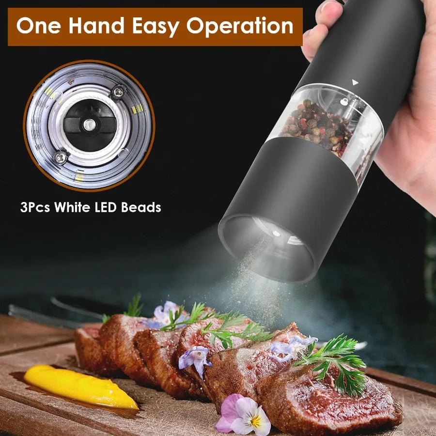 2Pcs Electric Salt and Pepper Grinder Battery Powered
