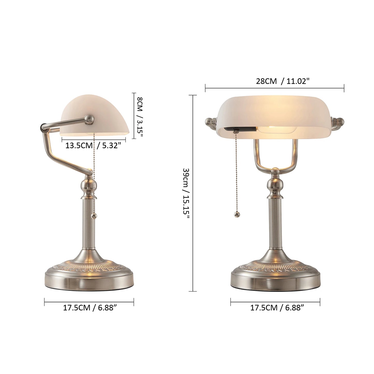 Classical desk lamp Green/White Color Glass Bankers