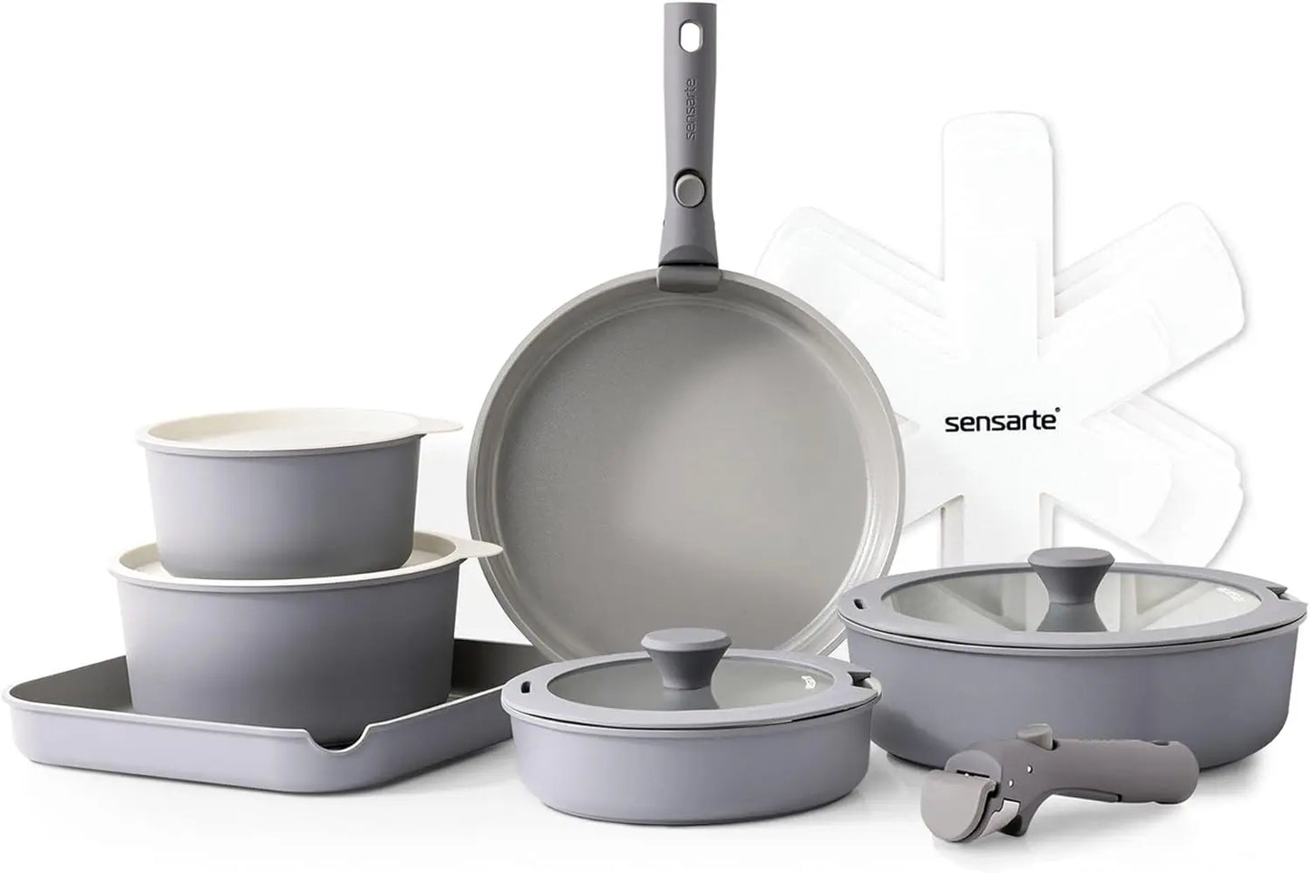 17 Piece Ceramic Pots and Pans Set, Nonstick