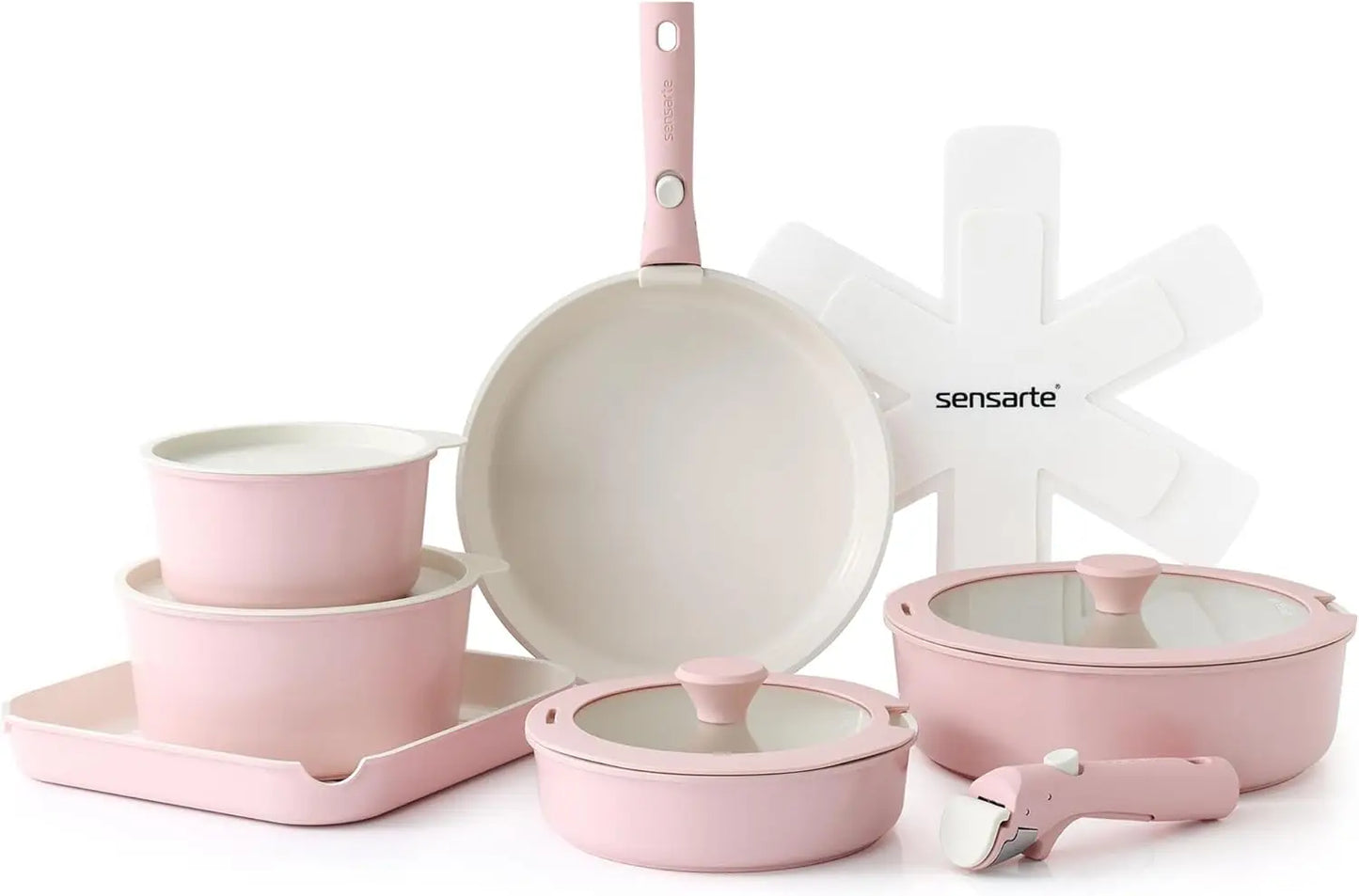 17 Piece Ceramic Pots and Pans Set, Nonstick
