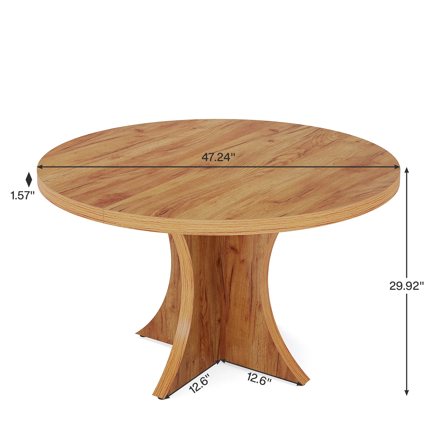 Round Dining Table for 4-6, 47.24-Inch Farmhouse Kitchen Table, Wood