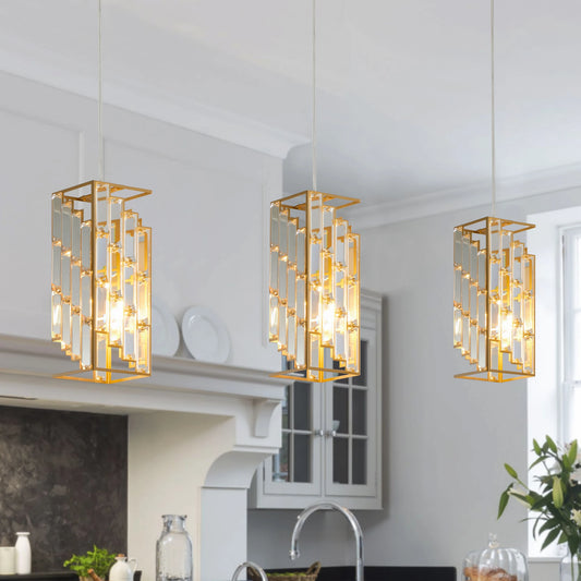 Modern Crystal Pendant Light - 3 Pack, Adjustable Hanging Ceiling
