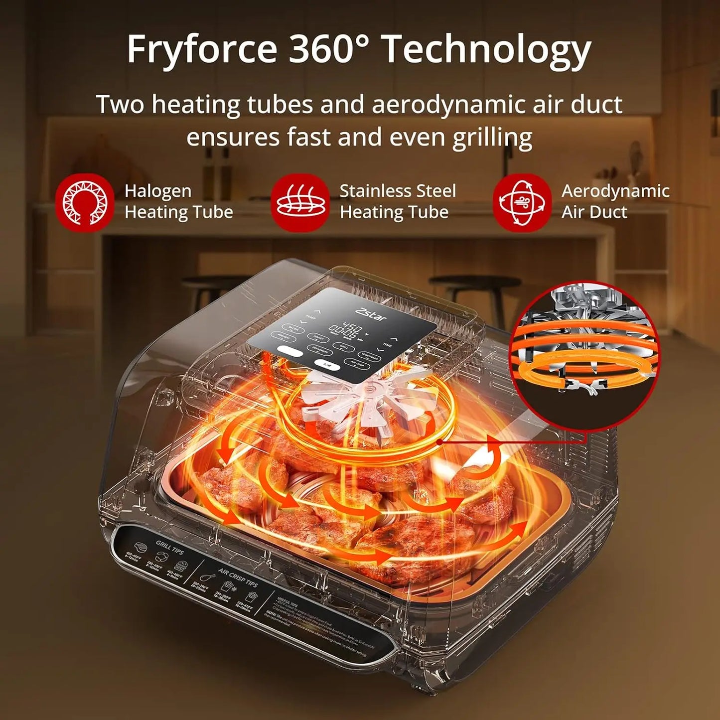 4QT 1750W Grill Air Fryer Combo