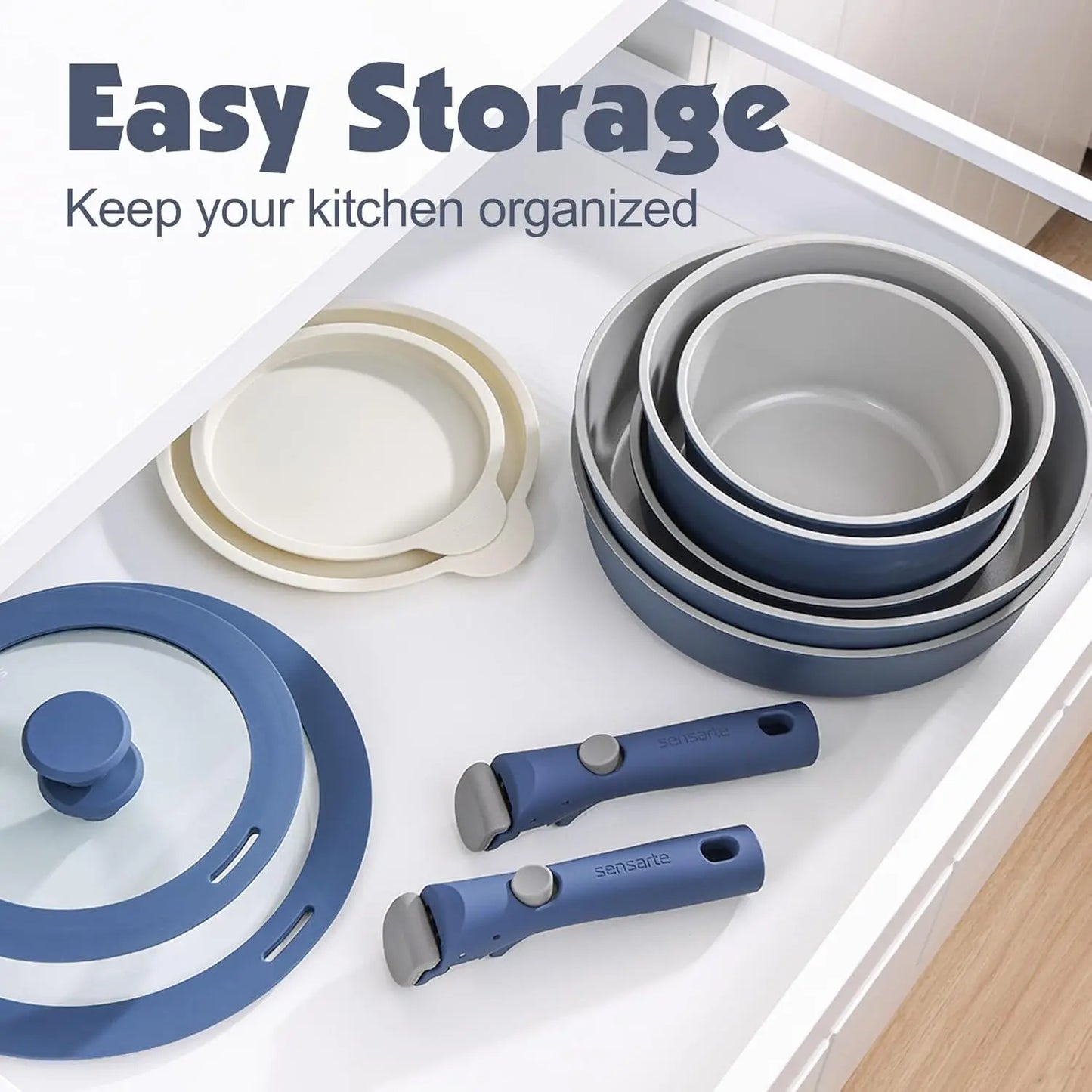17 Piece Ceramic Pots and Pans Set, Nonstick
