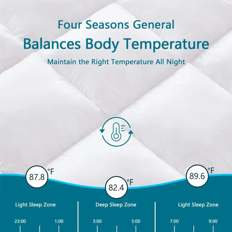 INGALIK Queen Mattress Topper, 400TC Extra Thick Cooling