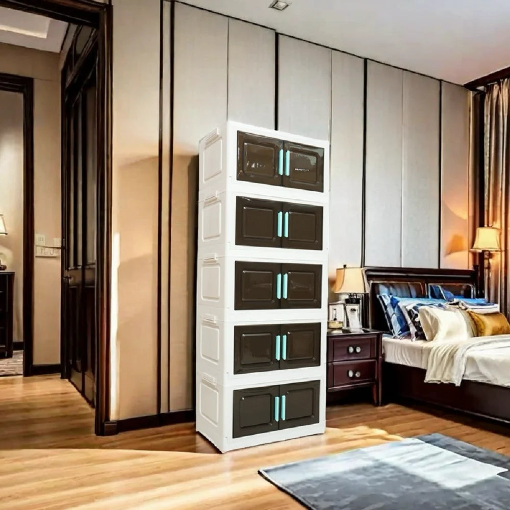5-Tier Foldable Storage Organizer with 4 Swivel Wheels,
