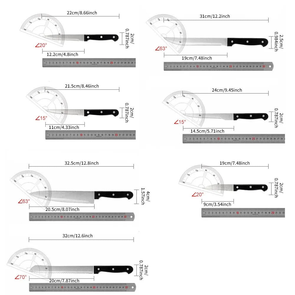 Full 15pcs Chef Knife Set Stainless