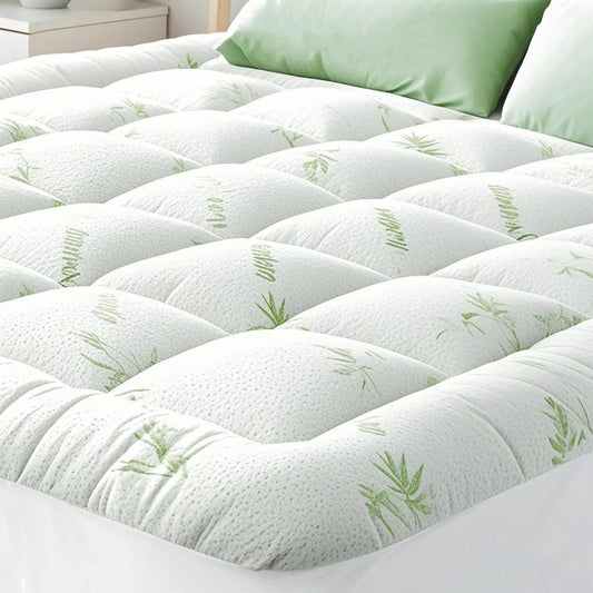 Ultra Soft Mattress Topper Aloe Pillow Top Quilted Fitted Mattress Cover