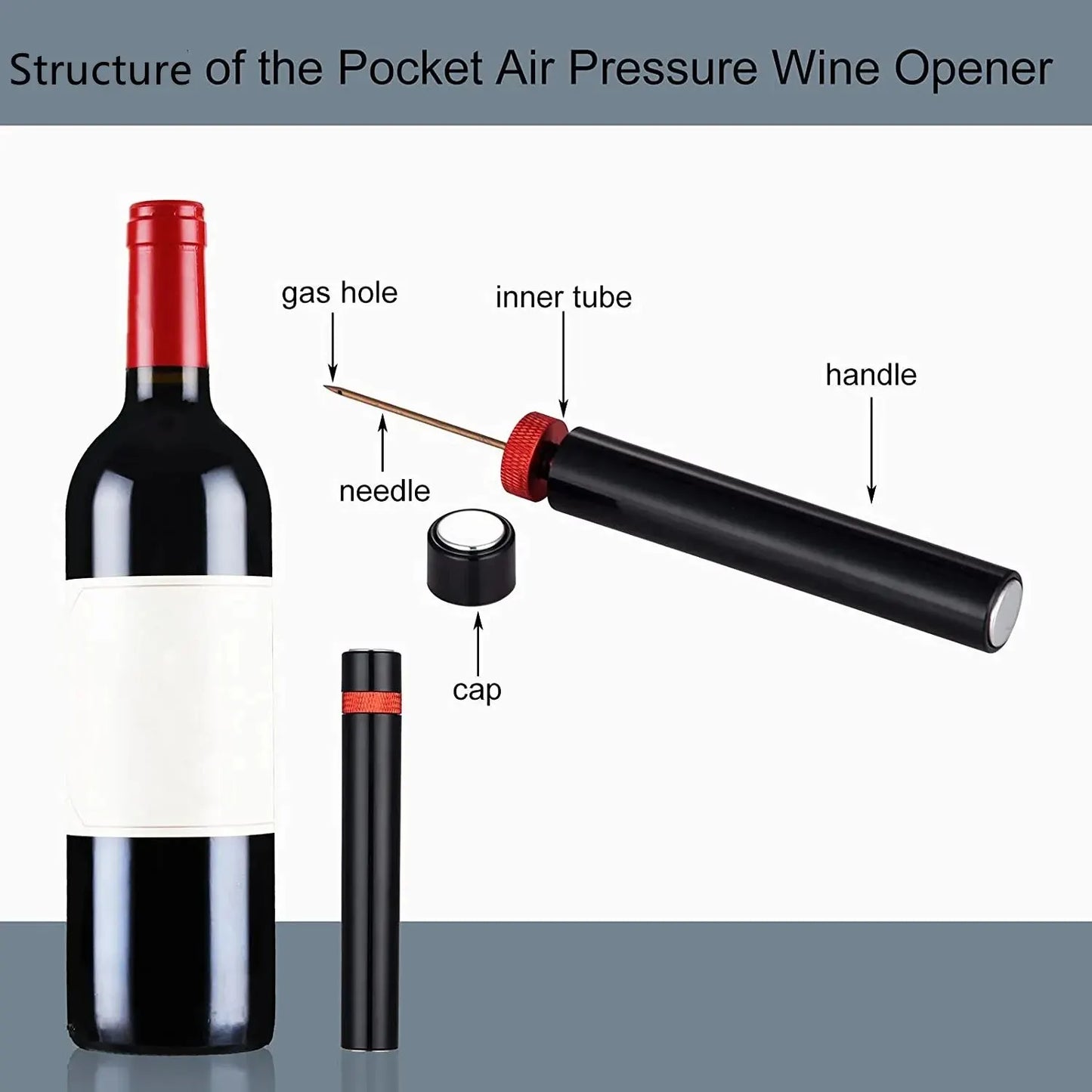 1PC Portable Wine Opener Wine Air Pressure Pump