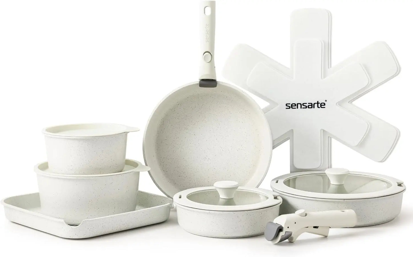 17 Piece Ceramic Pots and Pans Set, Nonstick
