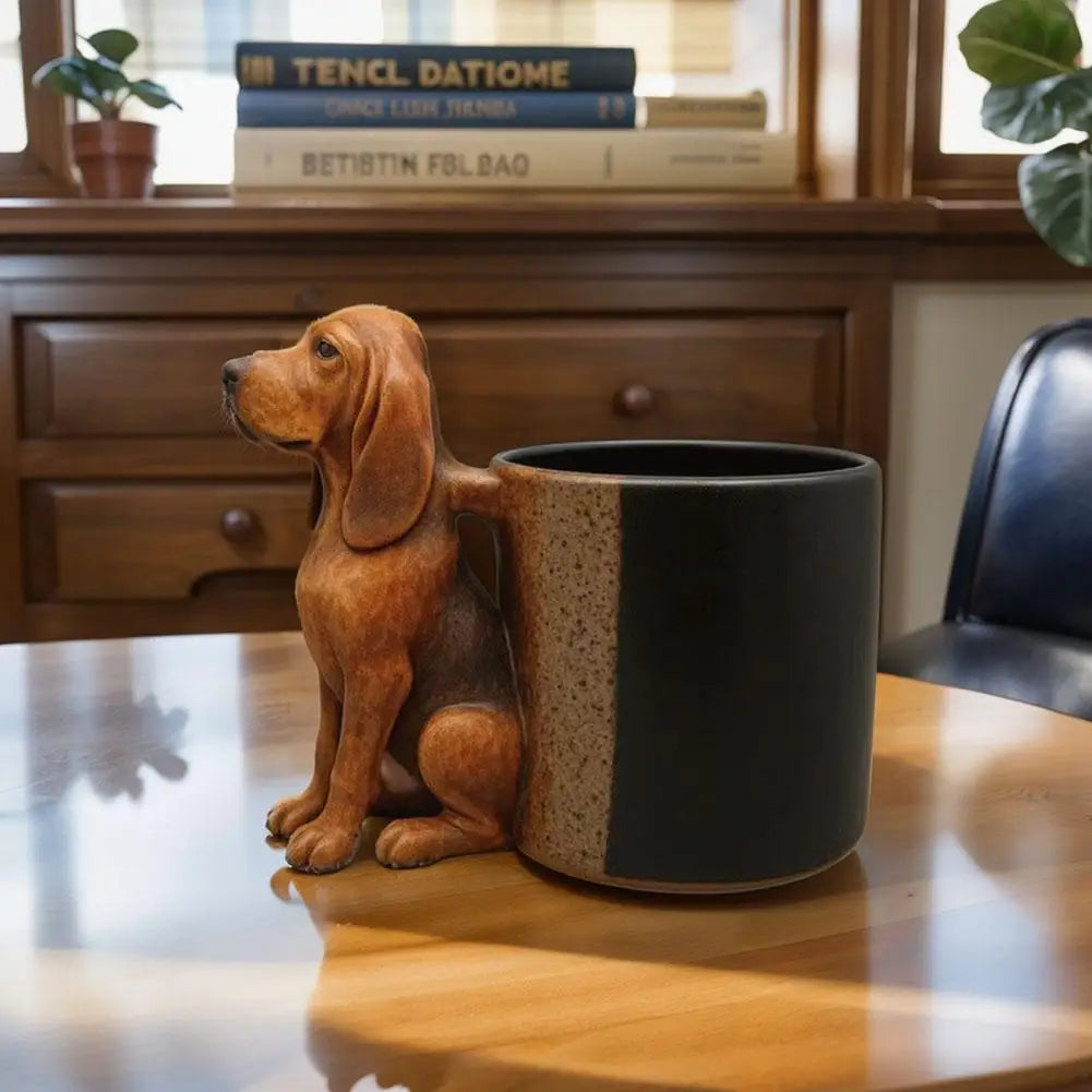 Cute Dog Handle Ceramic Mug Large Capacity Creative Dog Handle