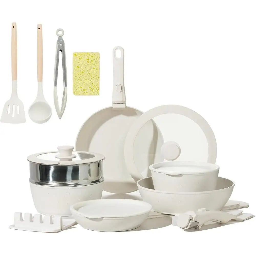 21PCS Nonstick Ceramic Cookware Set Stackable