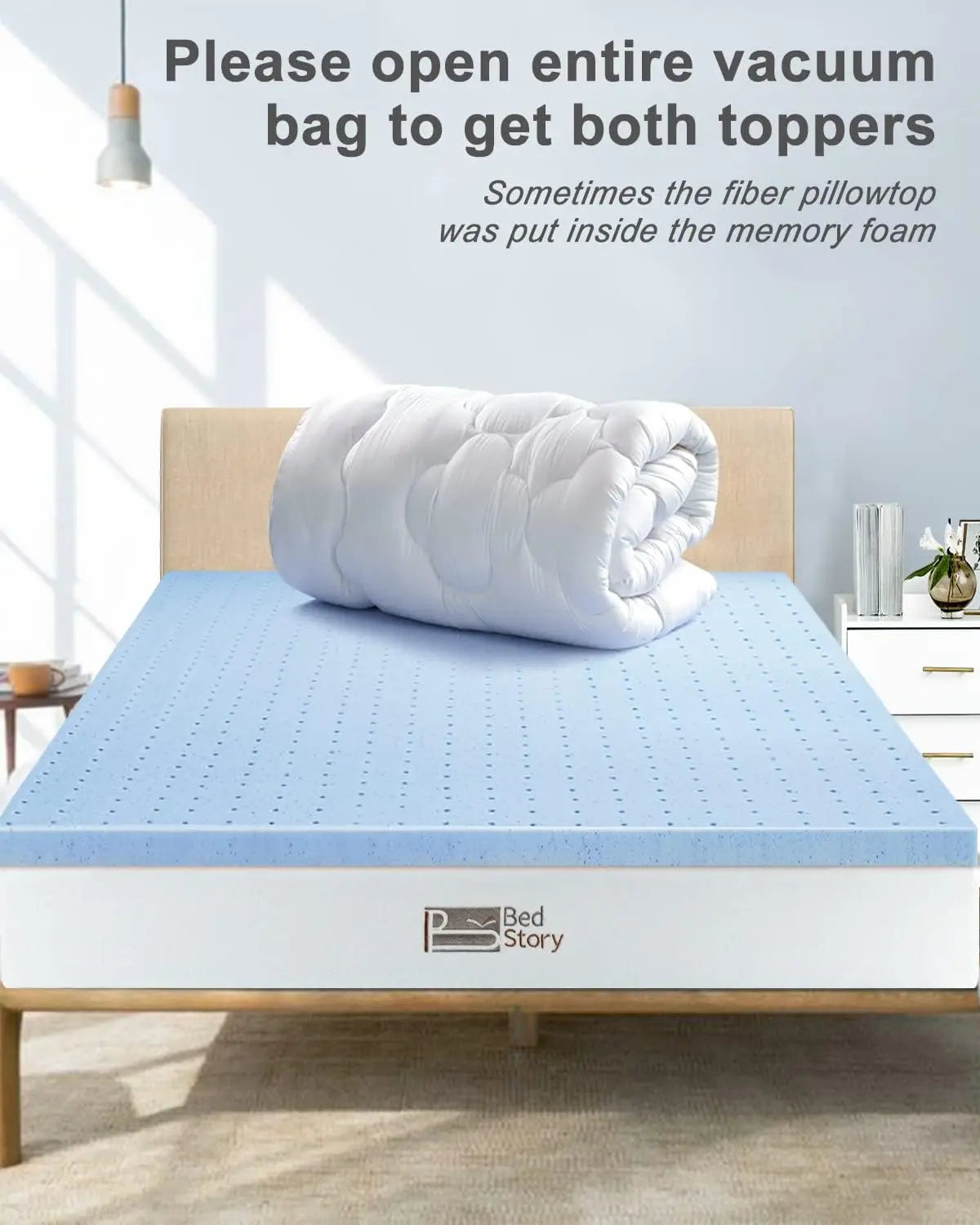BedStory 4 Inch Mattress Topper - Twin/Full/Queen/King,