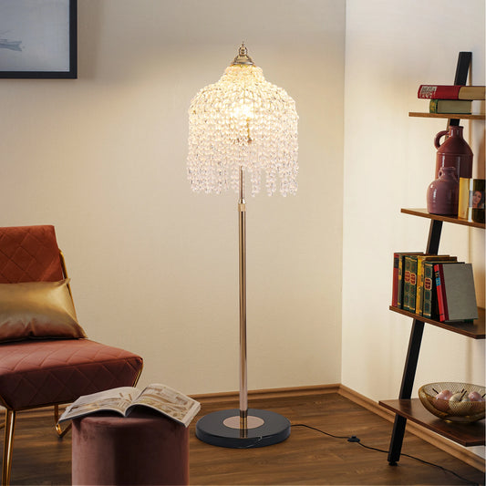 3-Light Elegant Crystal Floor Lamp Vintage Waterfall
