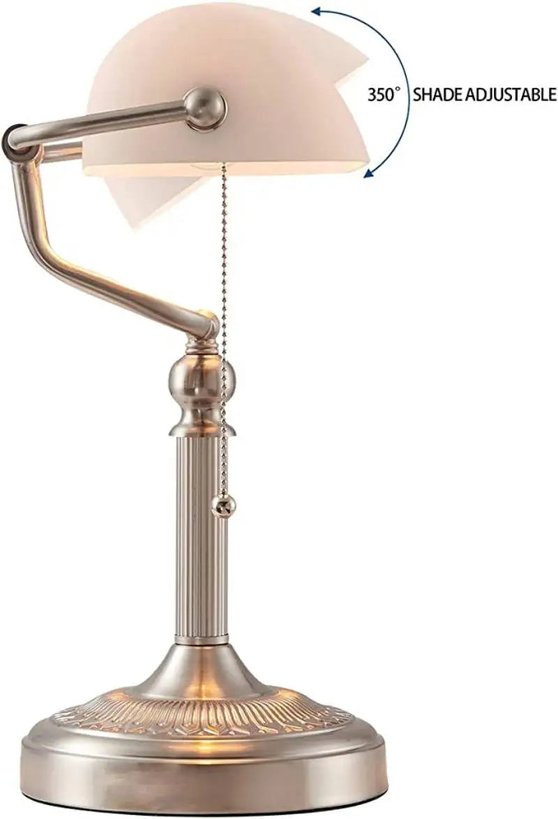Classical desk lamp Green/White Color Glass Bankers