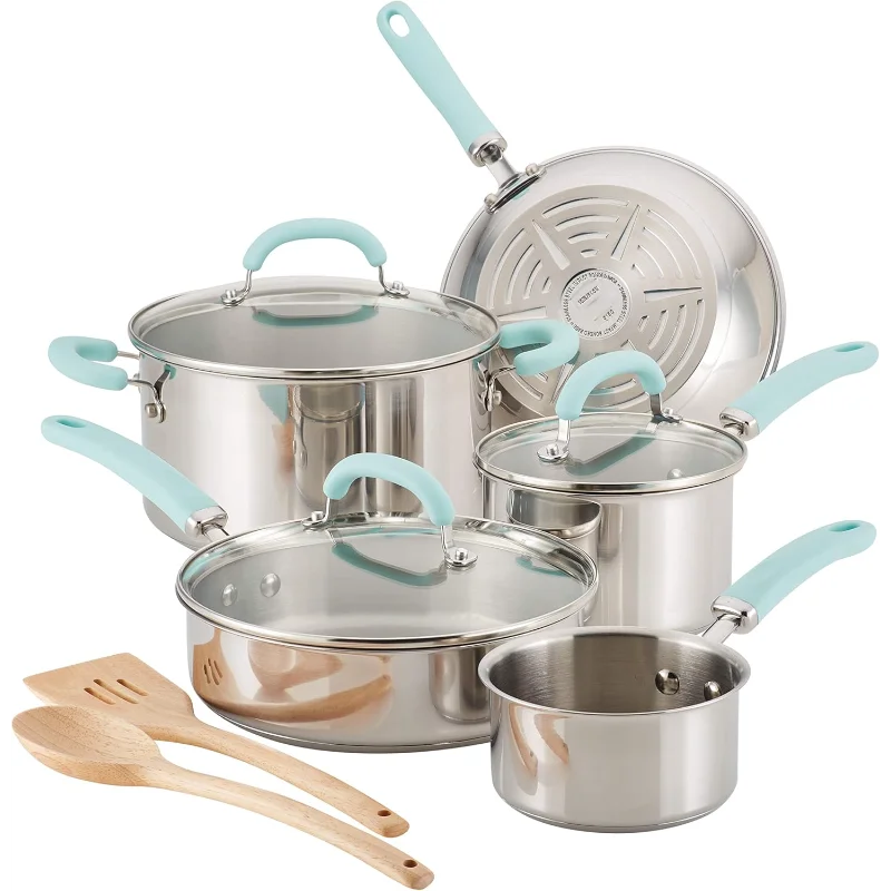 Rachael Ray Create Delicious Stainless Steel Cookware Set, 10-Piece