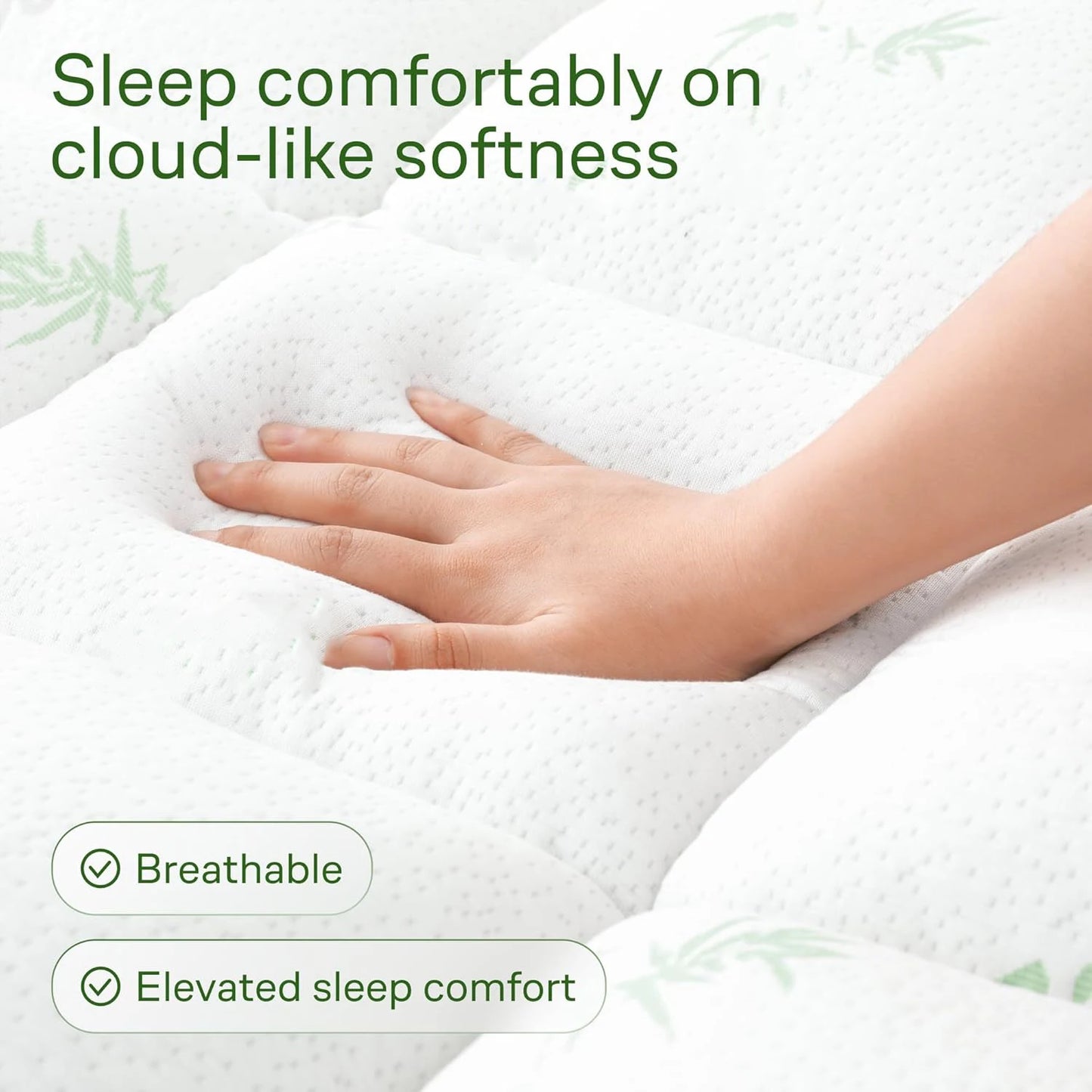 Ultra Soft Mattress Topper Aloe Pillow Top Quilted Fitted Mattress Cover