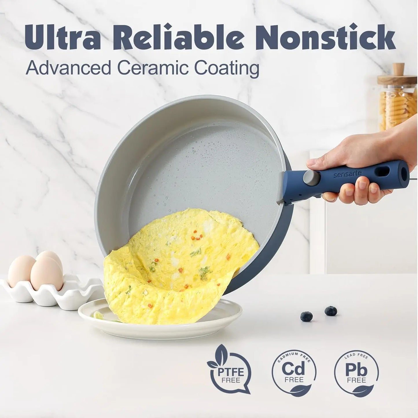 17 Piece Ceramic Pots and Pans Set, Nonstick
